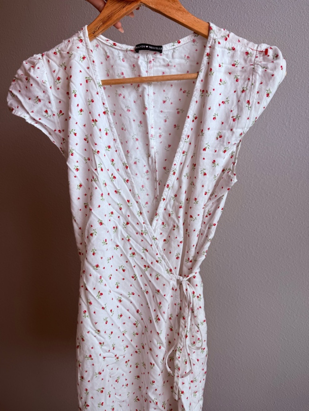 Brandy Melville White Floral Wrap Dress